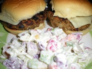 and coleslaw with plain Greek yogurt and spice dressing